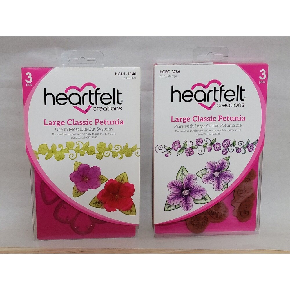 Heartfelt Creations Large Classic Petunia Craft Dies Cling Stamps Scrapbook